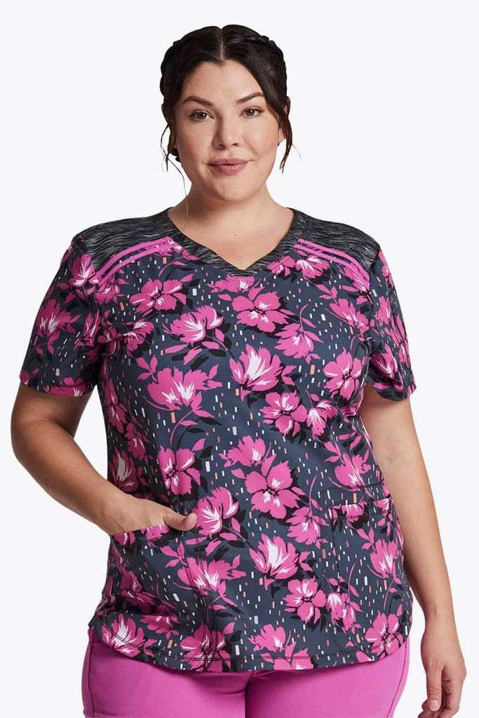DK602 Bright Blooms Dickies Printed Scrub Top,Infectious Clothing Company