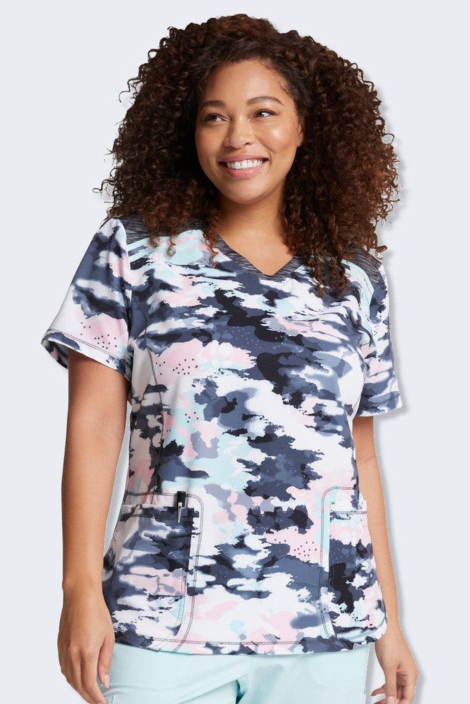 DK602 Soft Side Camo Dickies Printed Scrub Top,Infectious Clothing Company