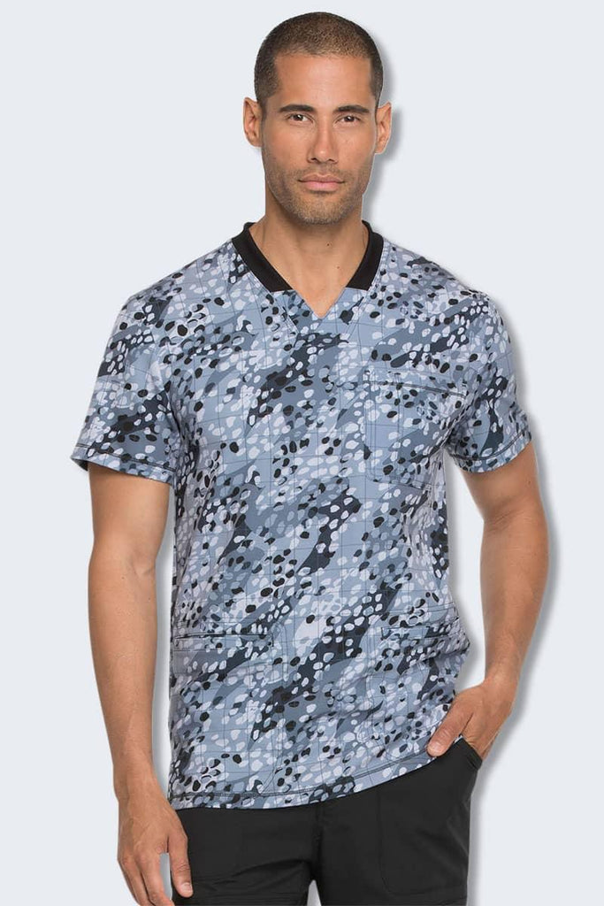 DK607 Dickies Mens Grid It Print Scrub Top,Infectious Clothing Company