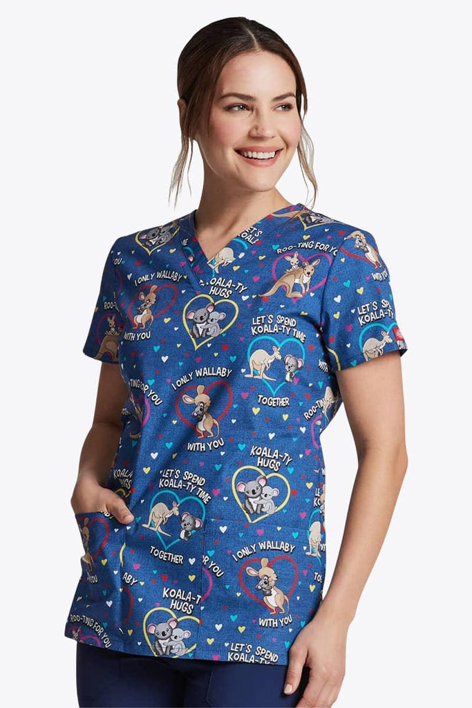 DK704 Roo-ting For You Dickies Printed Scrub Top,Infectious Clothing Company