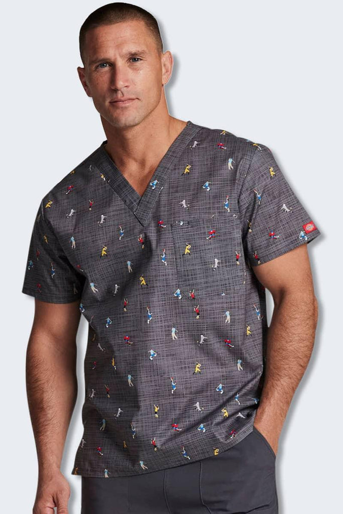 DK725 Dickies Mens Hey There Sport Print Scrub Top,Infectious Clothing Company