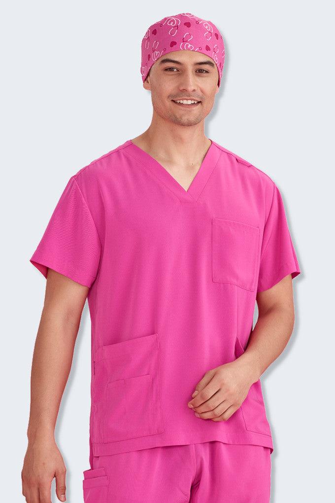 CSC246U Biz Care Unisex Pink Ribbon Printed Scrub Hat,Infectious Clothing Company