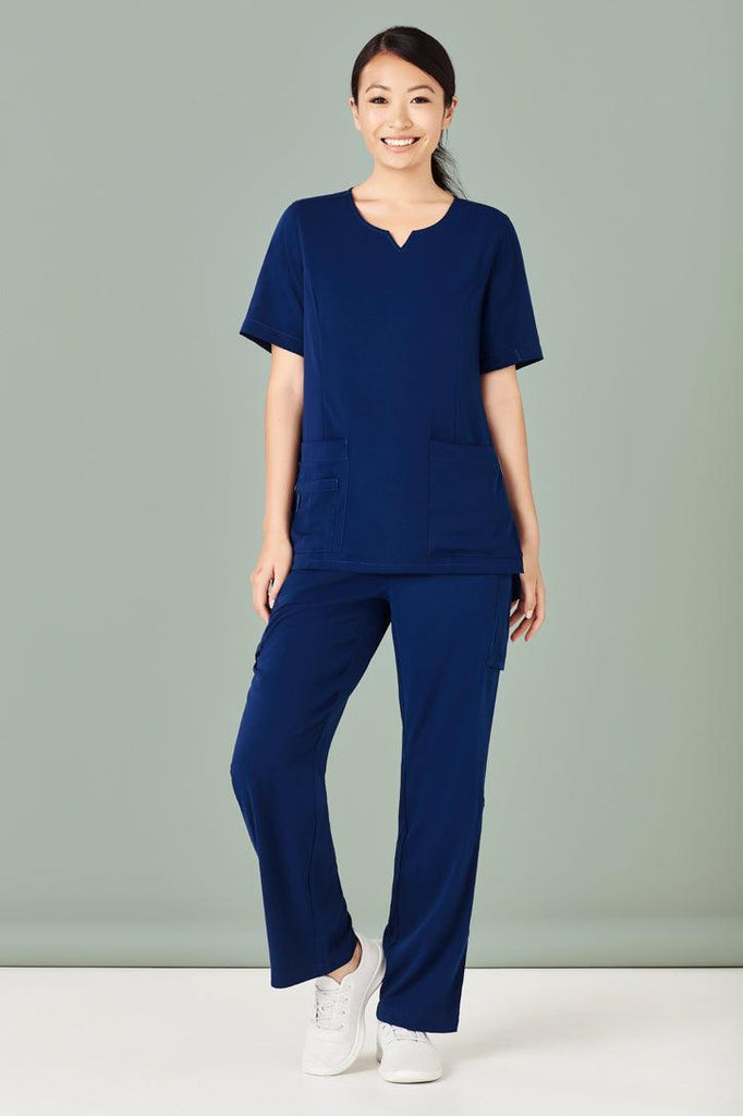 CST942LS Biz Care Womens Tailored Fit Round Neck Scrub Top,Infectious Clothing Company