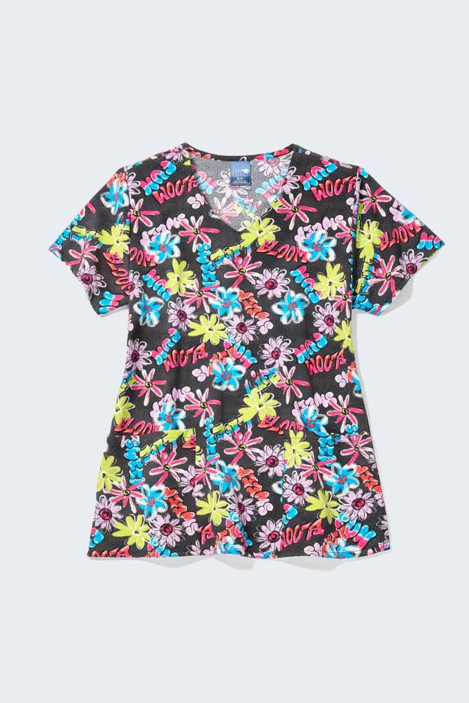 Z12213 Bloom Boom Women's Print Scrub Top,Infectious Clothing Company