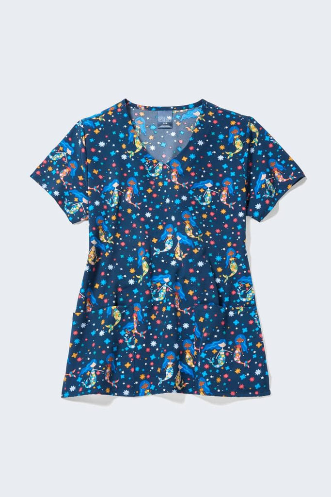 Z12213 Summer Splash Women's Print Scrub Top,Infectious Clothing Company