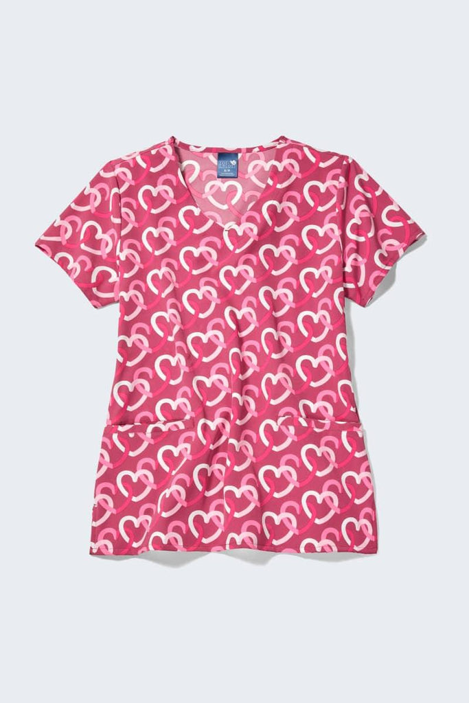 Z18213 Heart Links Women's Print Scrub Top,Infectious Clothing Company