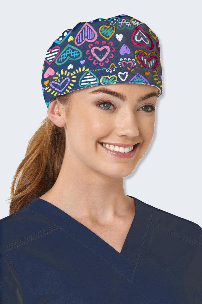 Z44002 Chalk Hearts Printed Scrub Hat,Infectious Clothing Company