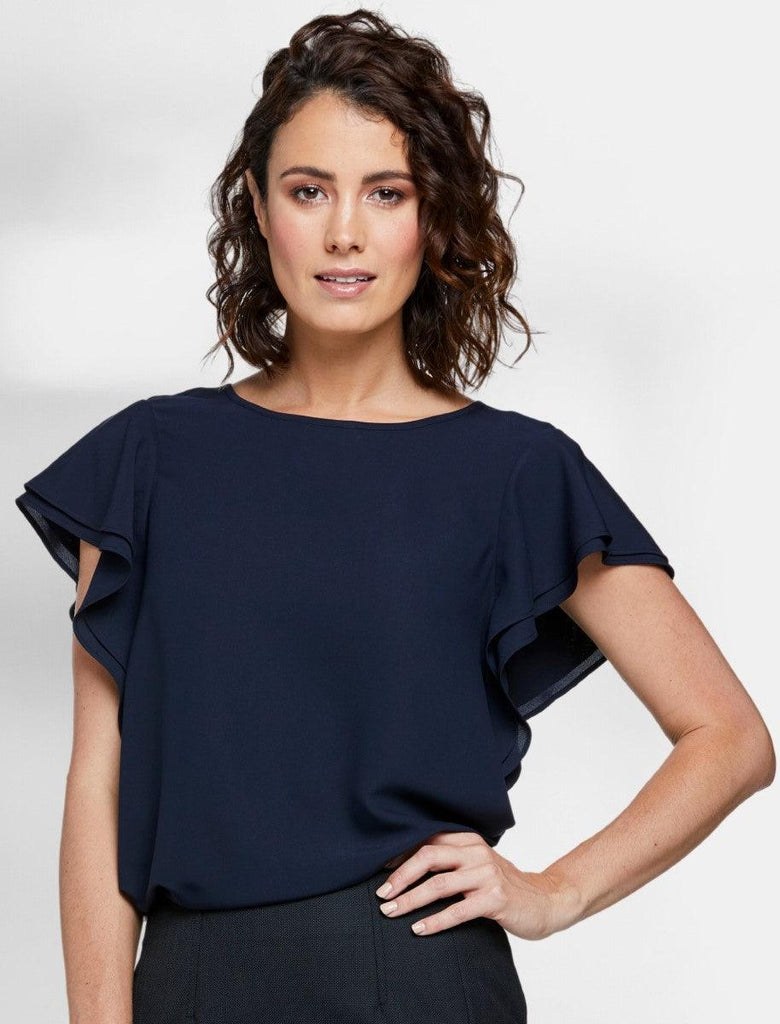 6100F70 Corporate Reflections Amity Double Flutter Sleeve Top,Infectious Clothing Company