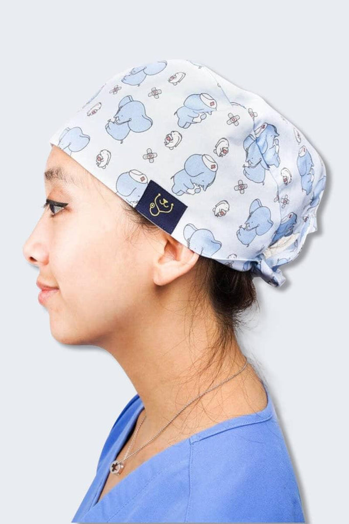 SC-41 Dr. Woof Little Eleph Printed Scrub Hat with back-tie,Infectious Clothing Company